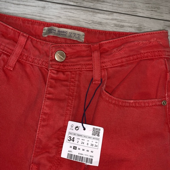 Zara Basic Burnt Red Jeans Size 2 NWT - Picture 2 of 4